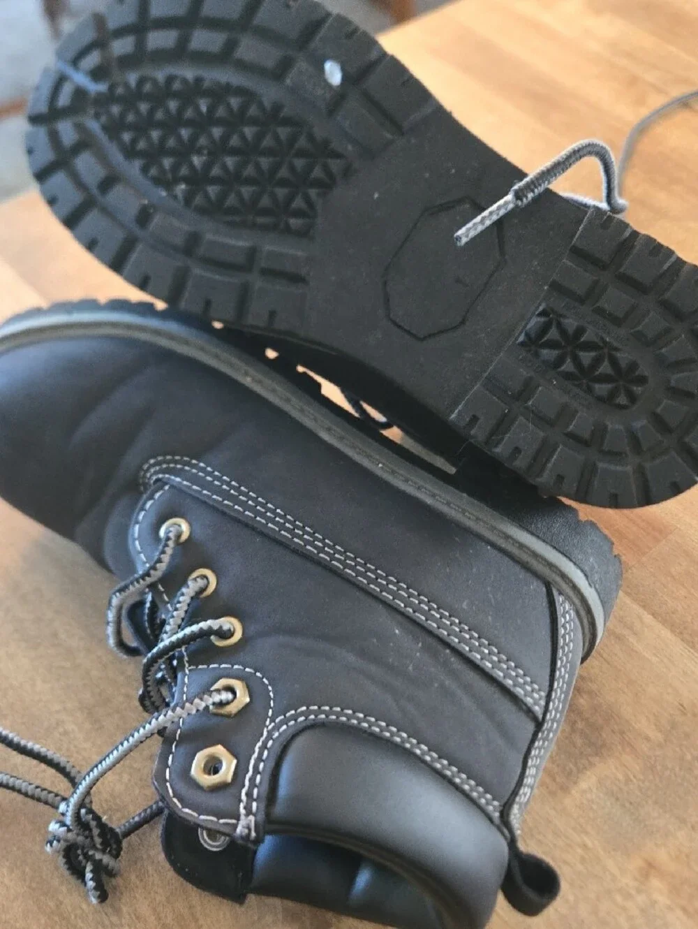 Kids Black Lace-Up Outdoor Boots